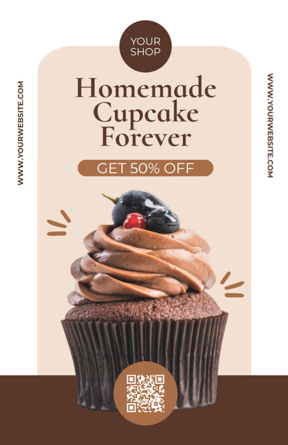 Ontwerpsjabloon van Recipe Card van Homemade Cupcakes Offer