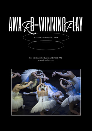 Famous Ballet Play Announcement with Ballerinas on Stage Poster Design Template
