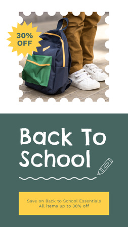 Szablon projektu Oferuj zniżkę na wytrzymałe plecaki szkolne Instagram Story