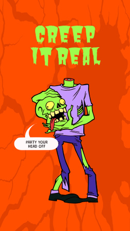 Plantilla de diseño de Halloween Party Announcement with Funny Zombie Instagram Story 