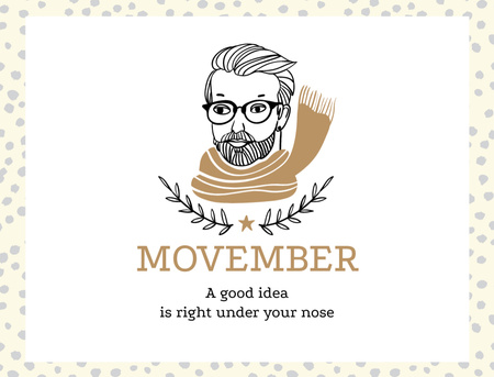 Szablon projektu Ogłoszenie o wydarzeniu Movember i mężczyzna z wąsami Postcard 4.2x5.5in