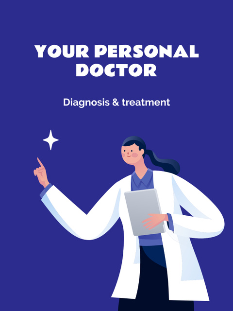 Medical Services Offer with Personal Doctor Poster USデザインテンプレート