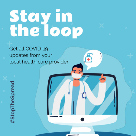 Template di design #StopTheSpread Coronavirus consapevolezza con il consiglio del medico Animated Post