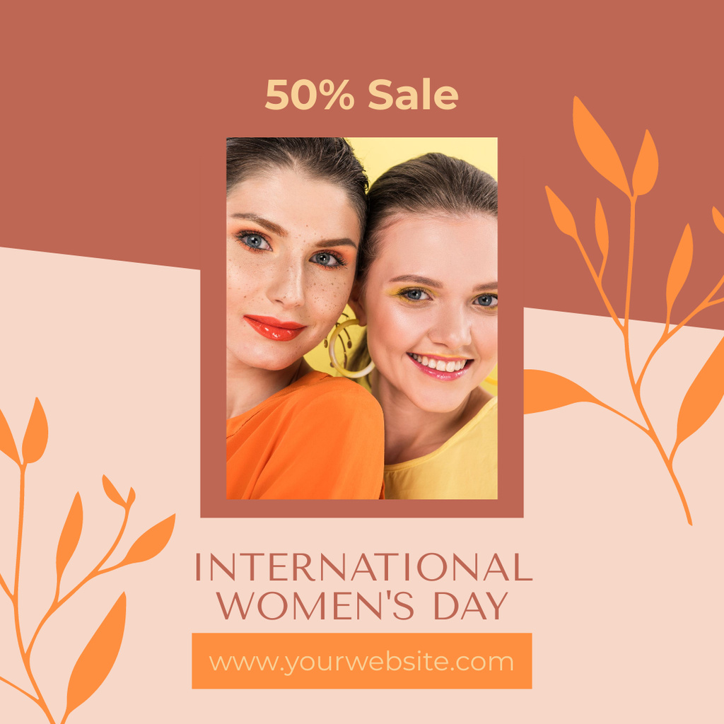 Discount on International Women's Day with Beautiful Women Instagramデザインテンプレート