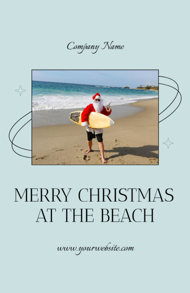 Merry Christmas with Jolly Santa Surfer Flyer 5.5x8.5in Design Template