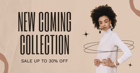 New Clothing Collection Ad with Young African Woman Facebook AD Design Template