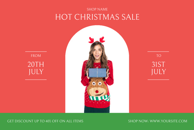 Template di design Extravagant July Christmas Items Sale Announcement Flyer 4x6in Horizontal