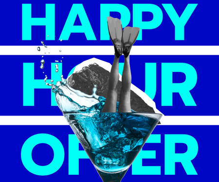 Platilla de diseño Funny Illustration of Woman diving into Cocktail Large Rectangle