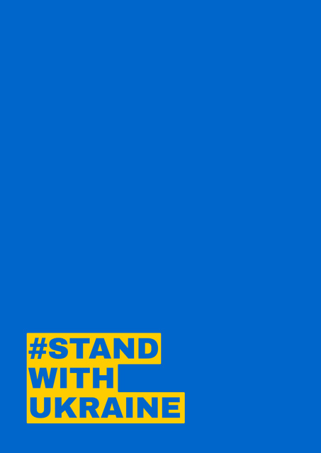 Stand with Ukraine Phrase in National Flag Colors Poster Design Template
