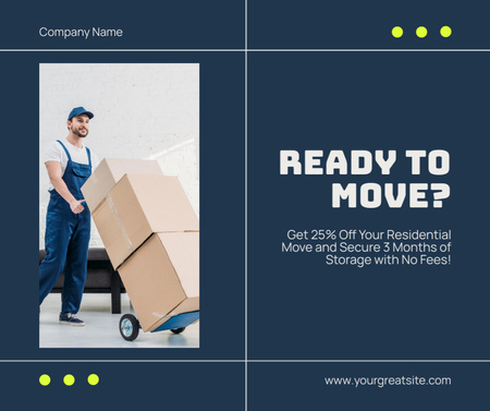 Offer of Residential Moving Services with Discount Facebook Design Template