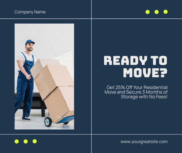 Offer of Residential Moving Services with Discount Facebook – шаблон для дизайну