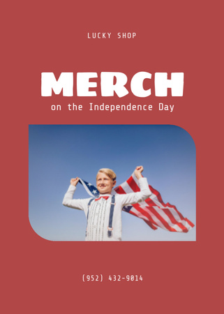 Ontwerpsjabloon van Postcard 5x7in Vertical van Merch voor de verkoopadvertentie voor de Amerikaanse onafhankelijkheidsdag