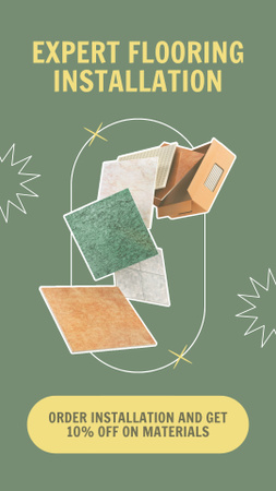 Expert Flooring Installation Ad with Samples in Green Instagram Story Modelo de Design