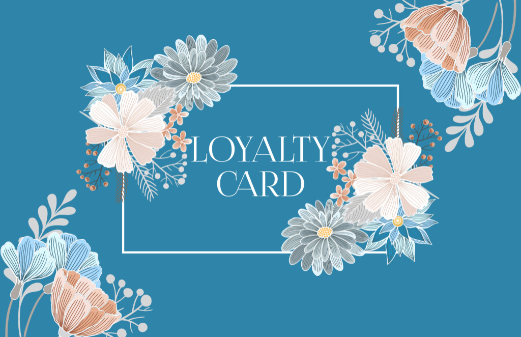 Template di design Flower Shop Loyalty Program on Blue Business Card 85x55mm