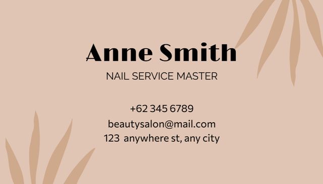 Plantilla de diseño de Nail Services Master Business Card US 