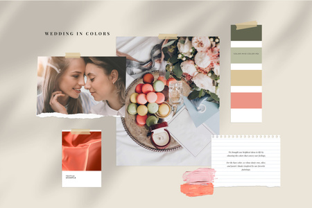 Designvorlage Tender colors Palette for Wedding für Mood Board