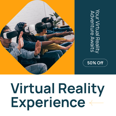 Virtual Reality Adventure With DIscount In Amusement Park Instagram AD Design Template