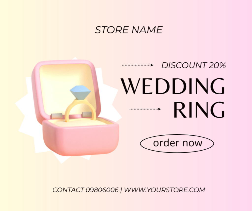 Ontwerpsjabloon van Facebook van Jewelry Shop Offer with Wedding Ring in Gift Box