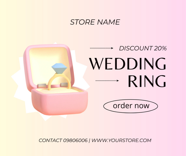 Jewelry Shop Offer with Wedding Ring in Gift Box Facebook Design Template