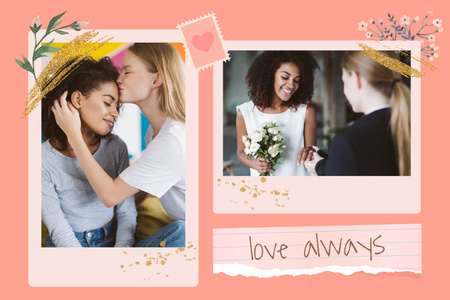 Beautiful Love Story with Cute LGBT Couple Mood Board Design Template