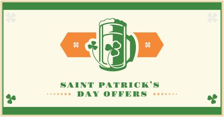 Ontwerpsjabloon van Facebook AD van St. Patrick's Day Offer with Beer illustration