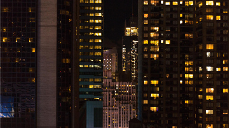 Night Landscape of modern city skyscrapers Zoom Background Tasarım Şablonu
