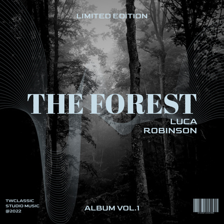 Ontwerpsjabloon van Album Cover van New Album with Forest Illustration