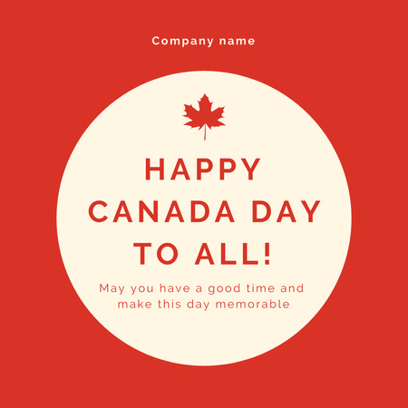 Parhaat terveiset Kanada-päivänä punaisena Instagram Design Template