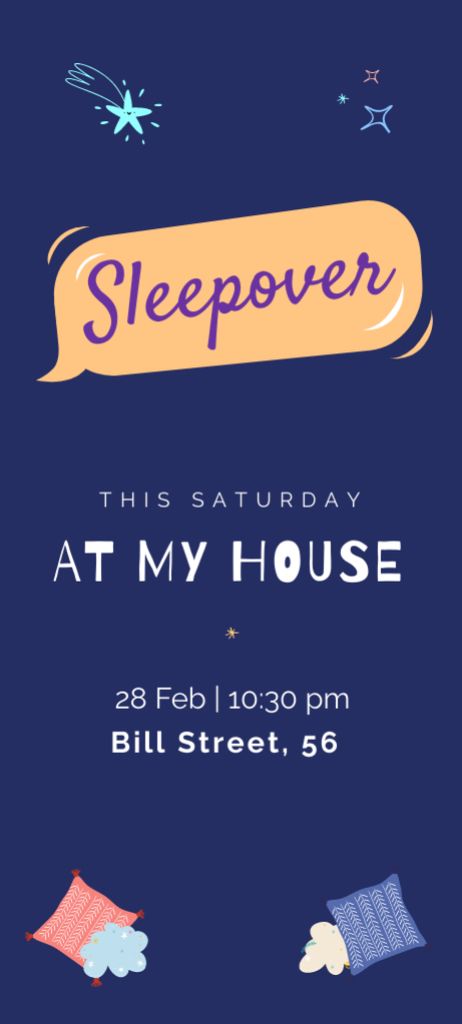 Cozy Sleepover at Home Invitation 9.5x21cm tervezősablon