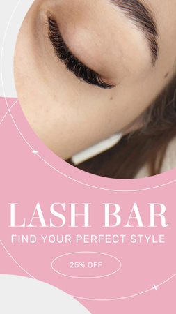 Designvorlage Lash Bar Services For Style With Discount für Instagram Video Story