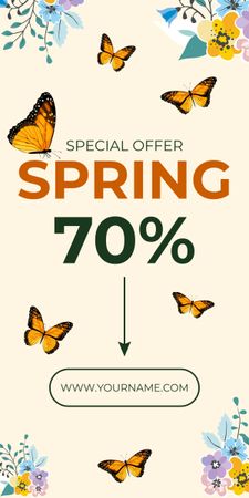 Special Offer Spring Sale with Butterflies Graphic Design Template
