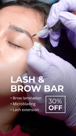 Several Lash And Brow Bar Services With Discount TikTok Video Design Template