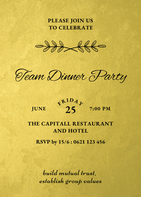 Plantilla de diseño de Corporate Dinner Announcement Invitation 