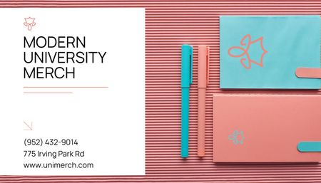 Advertising Modern University Merch Business Card US Design Template