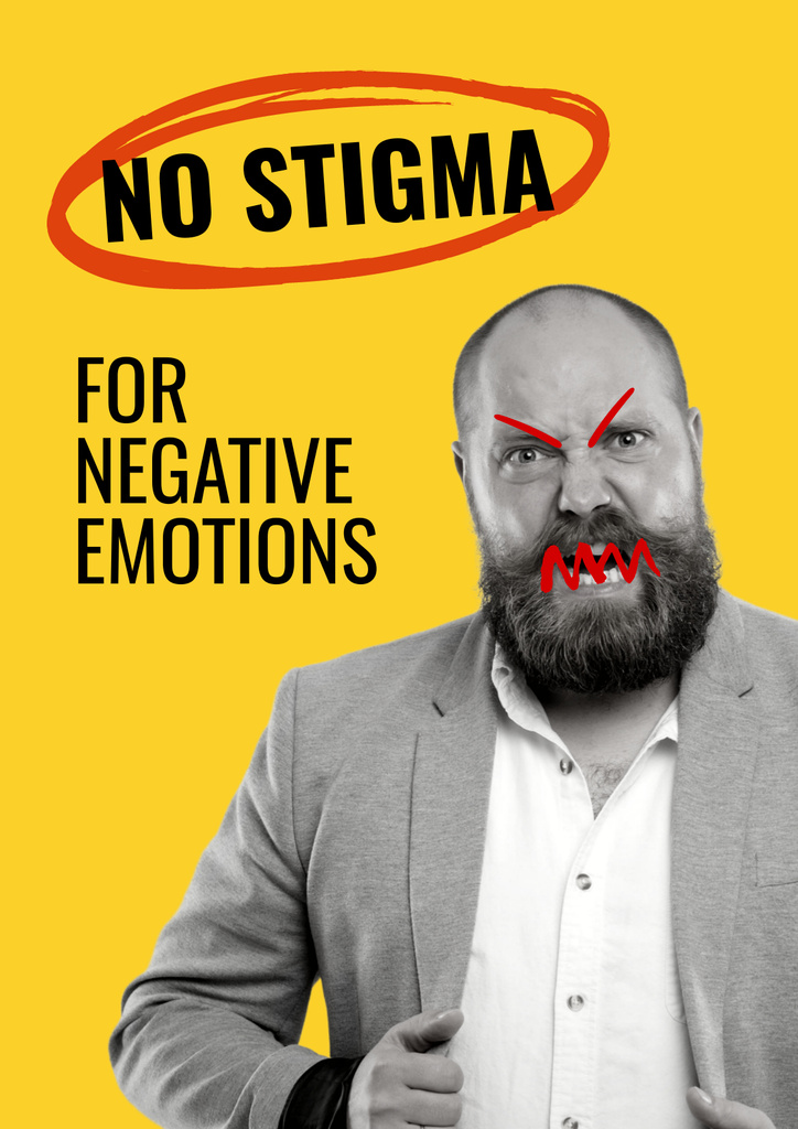 Social Issue Coverage with Angry Man Poster Tasarım Şablonu