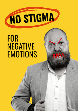 Social Issue Coverage with Angry Man Poster Design Template