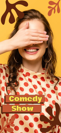 Modèle de visuel Promo de spectacle comique avec une jeune femme souriante - Snapchat Moment Filter