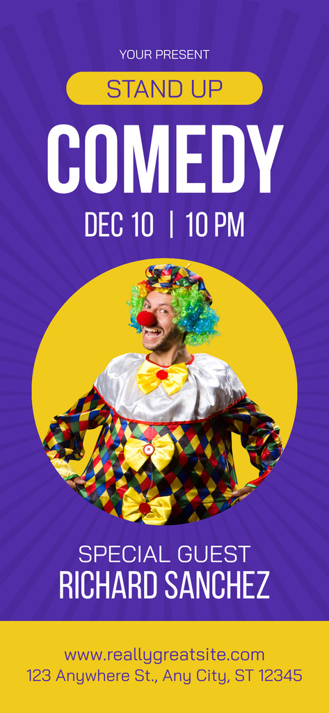Stand-up Show Ad with Funny Clown Snapchat Geofilter Tasarım Şablonu