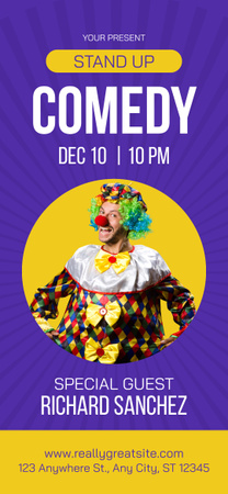 Ontwerpsjabloon van Snapchat Geofilter van Stand-up showadvertentie met grappige clown