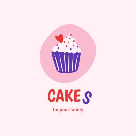 Ontwerpsjabloon van Logo 1080x1080px van Divine Bakery Ad with Cupcake In Pink