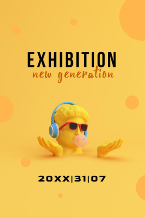 Exhibition announcement with funny sculpture Flyer 4x6in Design Template