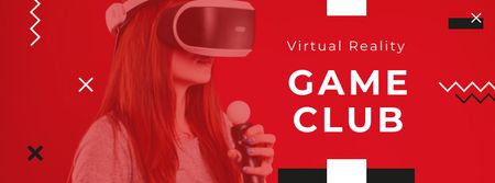 VR Game Club Ad on Red Facebook cover Design Template