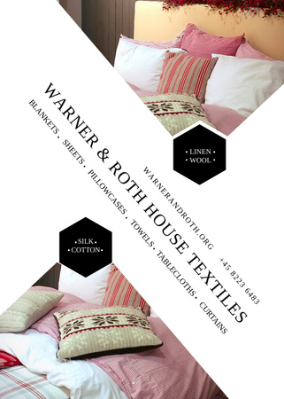 Template di design Home Textiles Ad with Pillows on Bed Invitation