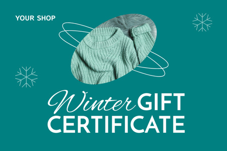 Platilla de diseño Offer of Stylish Winter Sweaters Gift Certificate