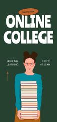 Online College Apply with Illustration of Student with Books