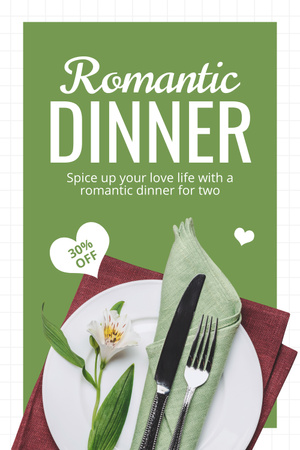 Designvorlage Exquisites Abendessen für zwei mit Rabatt zum Valentinstag für Pinterest