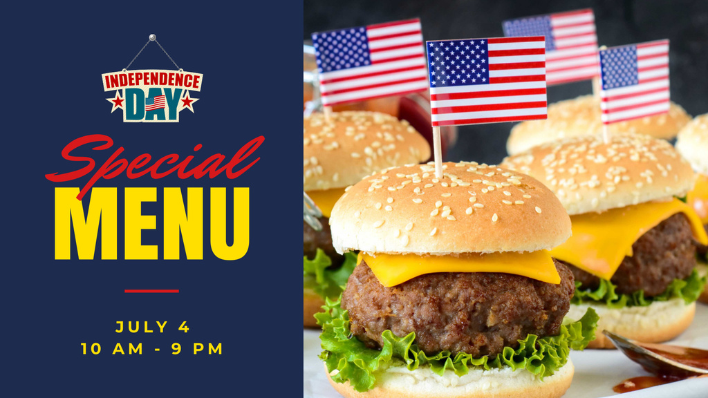 Independence Day Menu with Burgers FB event cover Πρότυπο σχεδίασης