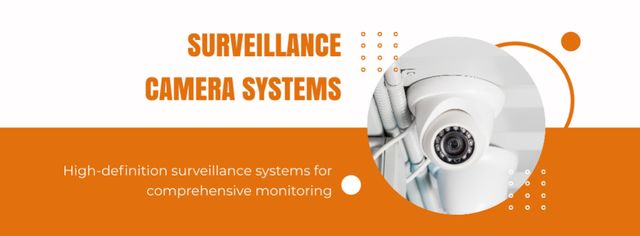 Surveillance Camera Installation Alert on Orange Facebook cover Modelo de Design