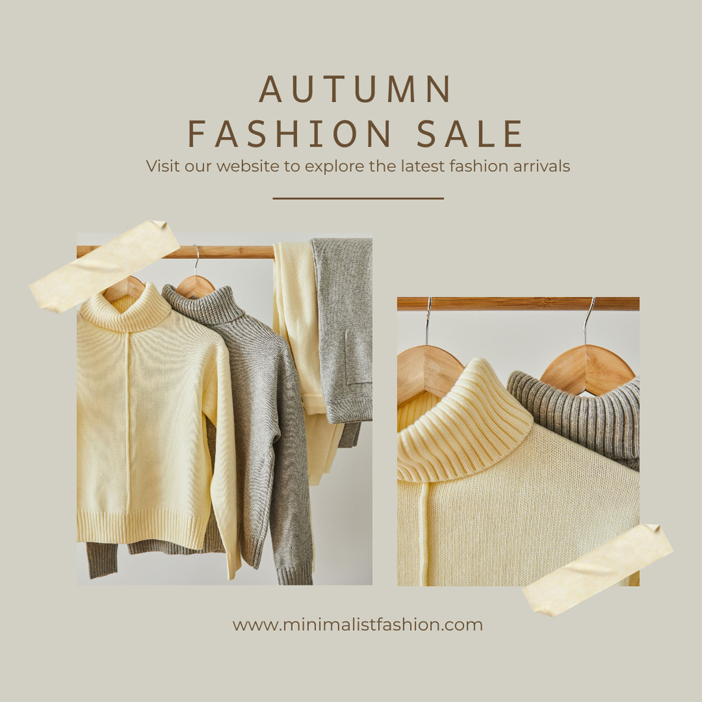 Ontwerpsjabloon van Instagram van Autumn Fashion Sale with Sweaters 