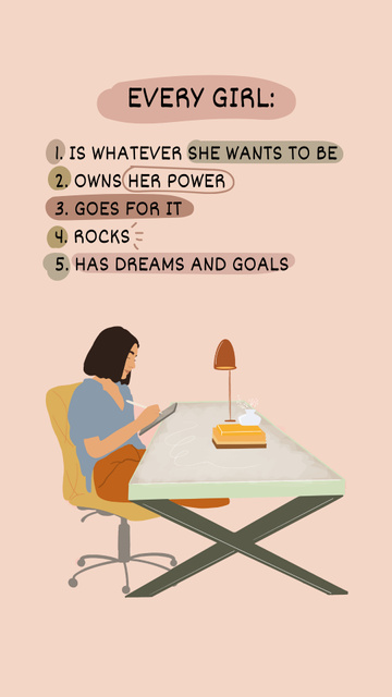 Plantilla de diseño de Girl Power Inspiration with Woman on Workplace Instagram Story 